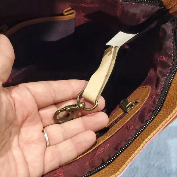 Anuschka butterfly floral double handle handpainted leather shoulder bag nwot - Picture 10 of 11